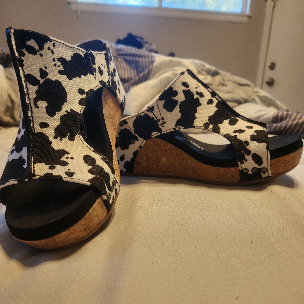 Cow Print Wedges